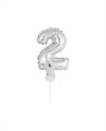 CAKE TOPPER MINI MYLAR NUMERO 2 ARGENTO 13CM CON VALVOLA AUTOMAT (989174-01)