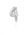 CAKE TOPPER MINI MYLAR NUMERO 4 ARGENTO 13CM CON VALVOLA AUTOMAT (989198-01)
