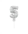 CAKE TOPPER MINI MYLAR NUMERO 5 ARGENTO 13CM CON VALVOLA AUTOMAT (989204-01)