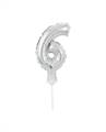 CAKE TOPPER MINI MYLAR NUMERO 6 ARGENTO 13CM CON VALVOLA AUTOMAT (989211-01)