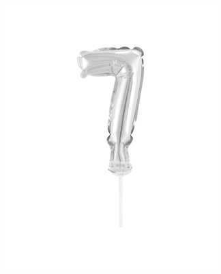 CAKE TOPPER MINI MYLAR NUMERO 7 ARGENTO 13CM CON VALVOLA AUTOMAT (989228-01)