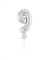 CAKE TOPPER MINI MYLAR NUMERO 9 ARGENTO 13CM CON VALVOLA AUTOMAT (989242-01)