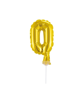 CAKE TOPPER MINI MYLAR NUMERO 0 ORO 13CM CON VALVOLA AUTOMATICA (989334-01)