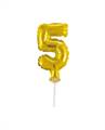CAKE TOPPER MINI MYLAR NUMERO 5 ORO 13CM CON VALVOLA AUTOMATICA (989358-01)