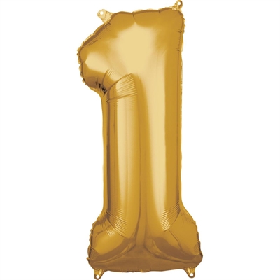 PALLONCINO IN MYLAR ORO NUMERO 1 86CM (9906266)