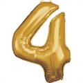 PALLONCINO IN MYLAR ORO NUMERO 4 86CM (9906269)