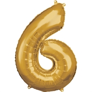 PALLONCINO IN MYLAR ORO NUMERO 6 86CM (9906271)