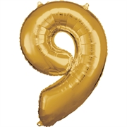 PALLONCINO IN MYLAR ORO NUMERO 9 86CM (9906274)