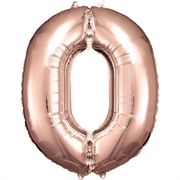 PALLONCINO IN MYLAR ROSEGOLD NUMERO 0 86CM (9906275)