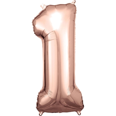 PALLONCINO IN MYLAR ROSEGOLD NUMERO 1 86CM (9906276)