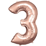 PALLONCINO IN MYLAR ROSEGOLD NUMERO 3 86CM (9906278)