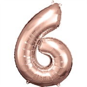 PALLONCINO IN MYLAR ROSEGOLD NUMERO 6 86CM (9906281)