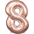 PALLONCINO IN MYLAR ROSEGOLD NUMERO 8 86CM (9906283)