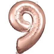 PALLONCINO IN MYLAR ROSEGOLD NUMERO 9 86CM (9906284)