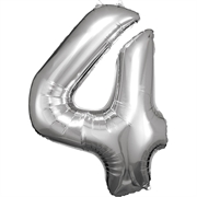 PALLONCINO IN MYLAR ARGENTO NUMERO 4 86CM (9906289)