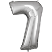 PALLONCINO IN MYLAR ARGENTO NUMERO 7 86CM (9906292)