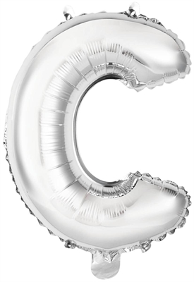 PALLONCINO IN MYLAR LETTERA C ARGENTO 34CM (9909610)