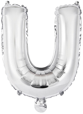 PALLONCINO IN MYLAR LETTERA U ARGENTO 34CM (9909628)