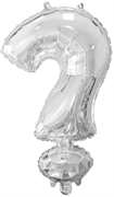 PALLONCINO IN MYLAR SIMBOLO ? PUNTO DI DOMANDA ARGENTO 34CM (9909660)