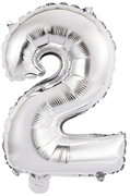 PALLONCINO IN MYLAR NUMERO 2 DUE ARGENTO 35CM (9909670)