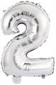 PALLONCINO IN MYLAR NUMERO 2 DUE ARGENTO 35CM (9909670)