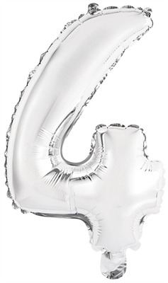 PALLONCINO IN MYLAR NUMERO 4 QUATTRO ARGENTO 35CM (9909672)