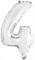 PALLONCINO IN MYLAR NUMERO 4 QUATTRO ARGENTO 35CM (9909672)