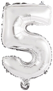 PALLONCINO IN MYLAR NUMERO 5 CINQUE ARGENTO 35CM (9909673)