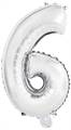 PALLONCINO IN MYLAR NUMERO 6 SEI ARGENTO 35CM (9909674)