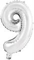 PALLONCINO IN MYLAR NUMERO 9 NOVE ARGENTO 35CM (9909677)