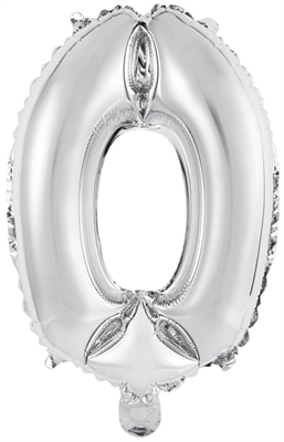 PALLONCINO IN MYLAR NUMERO 0 ZERO ARGENTO 35CM (9909678)