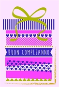 BIGLIETTO AUGURI COMPLEANNO VIOLA E FUXIA (BC.6441-1)