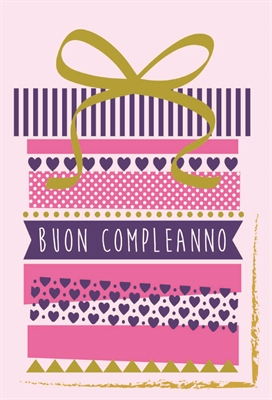 BIGLIETTO AUGURI COMPLEANNO VIOLA E FUXIA (BC.6441-1)