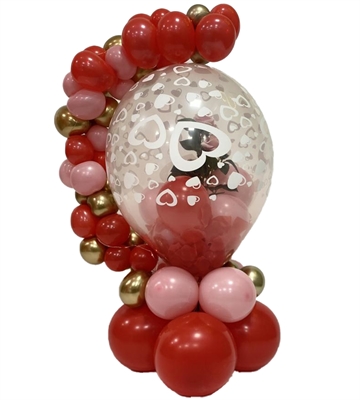 CENTRO TAVOLA ROSA NEL PALLONE E GARLAND CON LUCINE (COMP 258)
