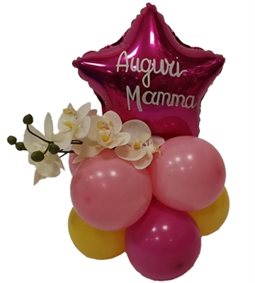 CENTRO TAVOLA AUGURI MAMMA C/ORCHIDEE (COMP 274)