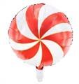 PALLONCINO IN MYLAR TONDO CARAMELLA ROSSO E BIANCO 35CM (FB107-007-KARTON)