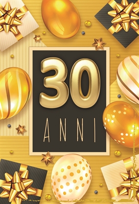 BIGLIETTO AUGURI 30 ANNI ORO E NERO (NU.6042)