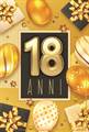 BIGLIETTO AUGURI 18 ANNI ORO E NERO (NU.6047)