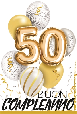 BIGLIETTO AUGURI 50 ANNI PALLONCINI (NU.6056)