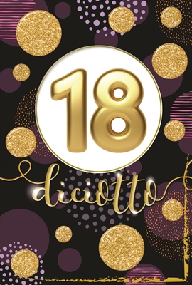 BIGLIETTO AUGURI 18 ANNI LEI ORO FUXIA E NERO (NU.6448-1)