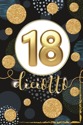 BIGLIETTO AUGURI 18 ANNI LUI ORO BLU E NERO (NU.6448-2)