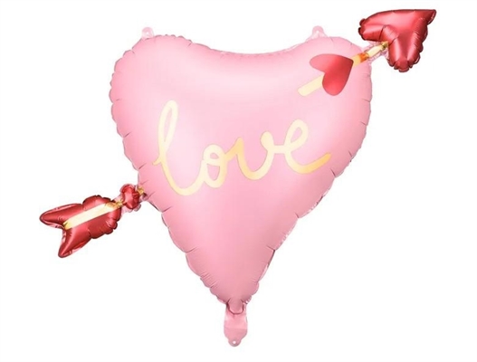 PALLONCINO IN MYLAR CUORE ROSA CON FRECCIA 45CM (FB172)