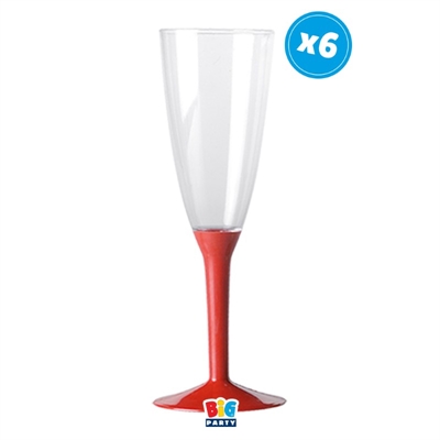 FLUTE TRASPARENTE RIUTILIZZABILE BASE ROSSA 13CL 6PZ (31093)