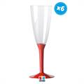 FLUTE TRASPARENTE RIUTILIZZABILE BASE ROSSA 13CL 6PZ (31093)