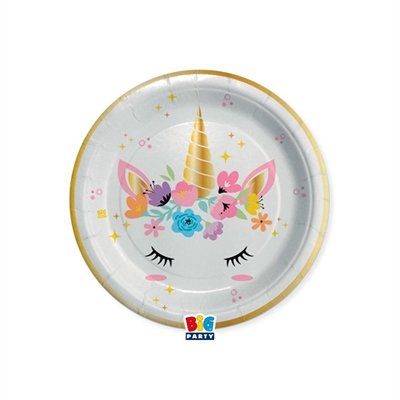 PIATTI IN CARTONCINO UNICORNO 18CM 8PZ (74276)
