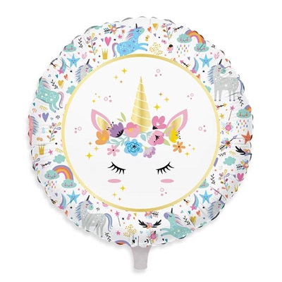 PALLONCINO IN MYLAR TONDO UNICORNO 45CM (74610)