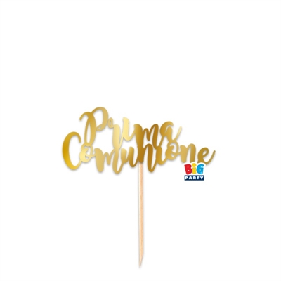 MINI CAKE TOPPER IN CARTA ORO METAL PRIMA COMUNIONE (76221)