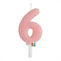 CANDELINA TINY PLUMP ROSA BABY 7CM NUMERO 6 (76416)
