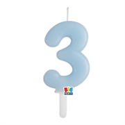 CANDELINA TINY PLUMP AZZURRO BABY 7CM NUMERO 3 (76423)