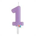 CANDELINA TINY PLUMP LILLA 7CM NUMERO 1 (76431)